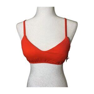 Shade & Shore Orange V-Neck Bikini Top Medium 8-10 Adjustable NWT